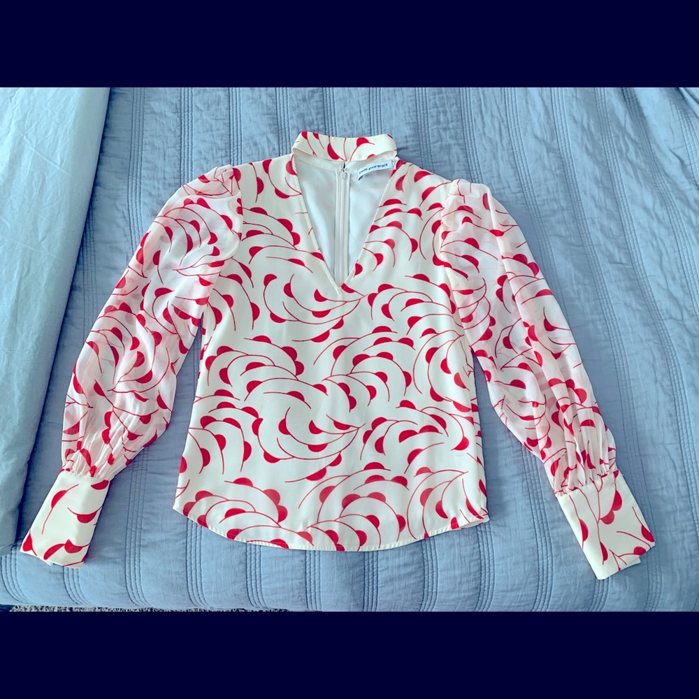 Self-Portrait cutout patterned blouse